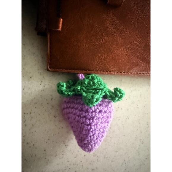 Crochet Purple Fairy Strawberry Pouch Bag Accessory Handmade - Picture 4 of 8